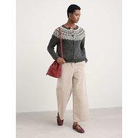 Merino Wool Rich Fair Isle Crew Neck Cardigan