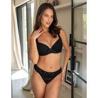 Pour Moi Mixology Lace Thong with Cotton Black
