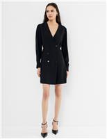 Crepe Button Front Mini Tailored Dress