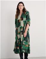 Cotton Rich Printed Midaxi Tiered Dress