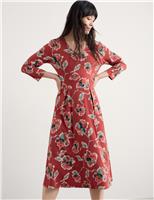 Cotton Rich Floral V-Neck Midi Skater Dress