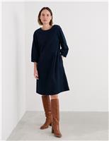 Pure Cotton Knee Length Waisted Dress