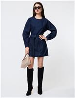 Denim Belted Mini Tea Dress