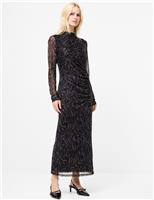 Mesh Printed Midaxi Column Dress