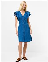 Pure Cotton V-Neck Knee Length Tea Dress