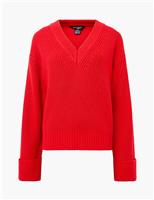 Ribbed V-Neck Jumper
