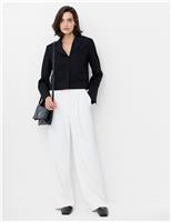 Pinstripe Single Breasted Cropped Blazer