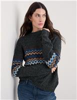 Merino Wool Rich Fair Isle Ribbed Jumper