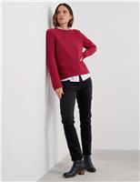 Merino Wool Rich Textured Crew Neck Jumper