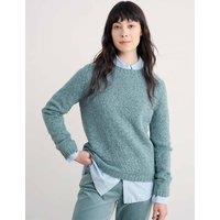 Seasalt Cornwall Merino Wool Rich Textured Crew Neck Jumper Teal