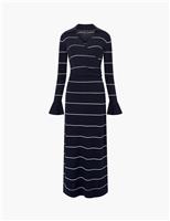 Striped V-Neck Maxi Jumper Dress