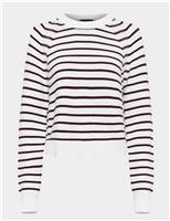 Pure Cotton Striped Crew Neck Jumper