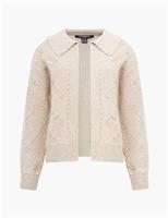 Textured Knitted Collared Cardigan