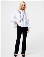 Pure Cotton Floral Embroidered Shirt