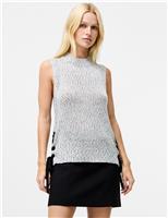 High Neck Longline Knitted Vest
