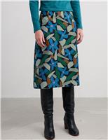 Pure Cotton Floral Midi A-Line Skirt