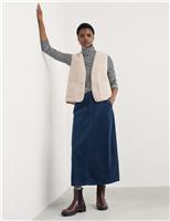 Pure Cotton Textured Midi A-Line Skirt