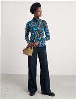 Cotton Rich Floral Funnel Neck Top