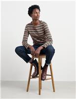 Pure Cotton Striped Slash Neck Top