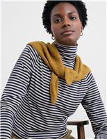Cotton Rich Striped Roll Neck Top