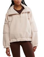 FP Movement Wild and Free Fleece Half Zip Hoodie Beige