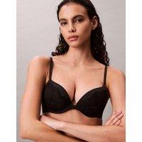 Calvin Klein Perfectly Fit Lace Wired Push-Up Plunge Bra Black