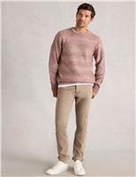 Textured Crew Neck Jumper with Linen