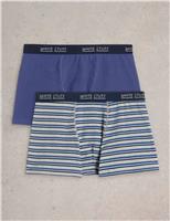 2 Pack Cotton Rich Plain Striped Boxers
