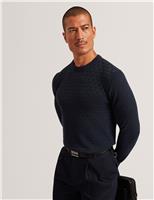 Cotton Rich Textured Crew Neck Jumper