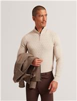 Cotton Rich Textured Half Zip Jumper