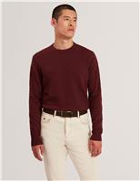 Ted Baker Cotton Rich Textured Crew Neck Jumper Burgundy