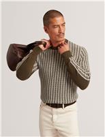 Striped Crew Neck Jumper with Cashmere