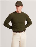 Wool Rich Waffle Textured Crew Neck Jumper