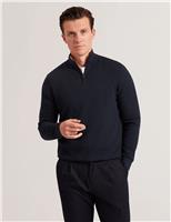 Cotton Rich Textured Half Zip Jumper