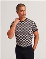 Pure Cotton Jacquard Geometric T-Shirt