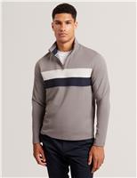 Ted Baker Contrast Panel Half-Zip Top Dark Grey