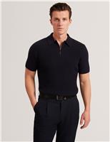 Pure Cotton Waffle Polo Shirt