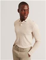 Cotton Rich Geometric Knitted Polo Shirt