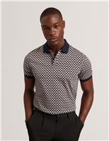 Pure Cotton Geometric Jacquard Polo Shirt