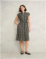 Geometric Belted Midi Shirt Dress