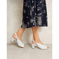 HOBBS Faux Suede Block Heel Slingback Sandals Cream