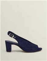 HOBBS Faux Suede Block Heel Slingback Sandals Blue