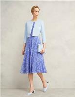 HOBBS Collarless Cropped Jacket Blue
