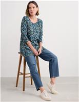 Cotton Rich Jersey Floral Round Neck Tunic