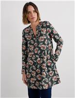 Cotton Rich Jersey Floral Notch Neck Tunic