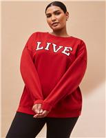 Pure Cotton Live Slogan Oversized Sweatshirt