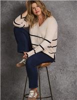 Striped V-Neck Jumper with Cashmere