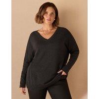 Cotton Blend V-Neck Jumper