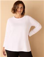 Cotton Blend Slub Crew Neck Top