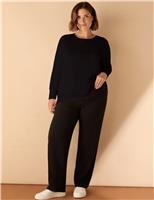 Cotton Blend Slub Crew Neck Top